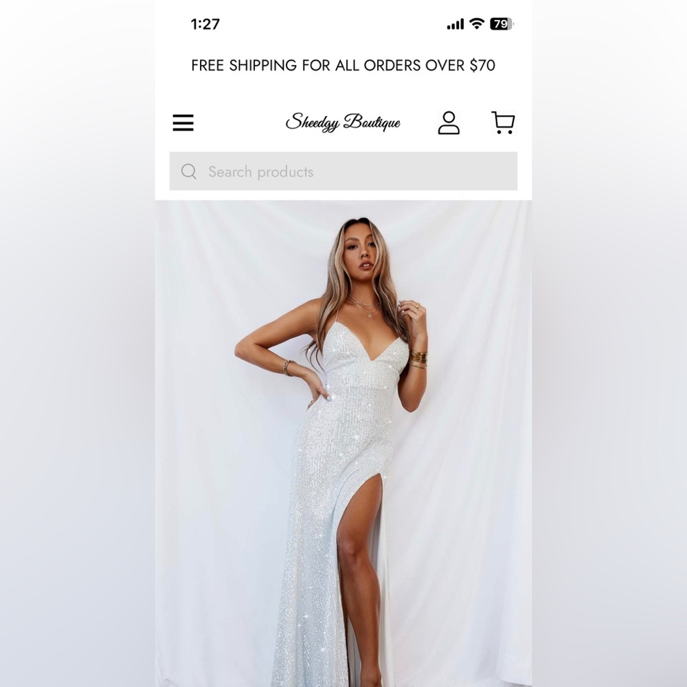 DEAR EMELIA Shimmer lake maxi dress silver/white sequin